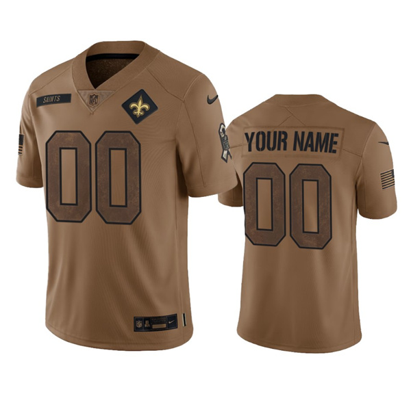 Men's New Orleans Saints Active Player Custom 2023 Brown Salute To Setvice Limited Football Stitched Jersey - Click Image to Close